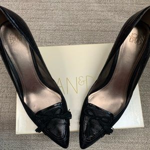 Joan & David leather & suede low-heeled pumps.